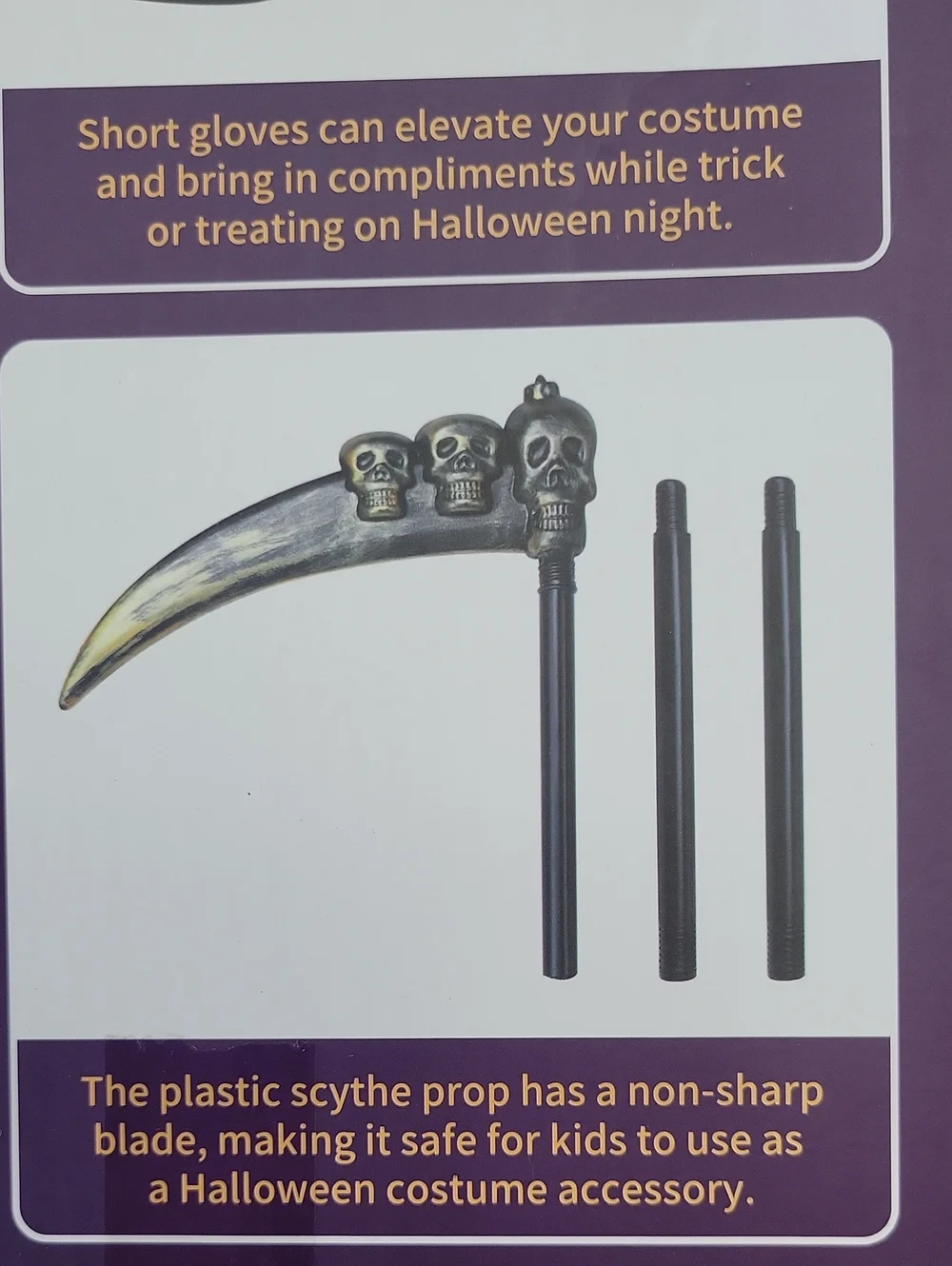 Kids Grim Reapet Costume Set Scythe Gloves Cloak Glasses Size Small NEW